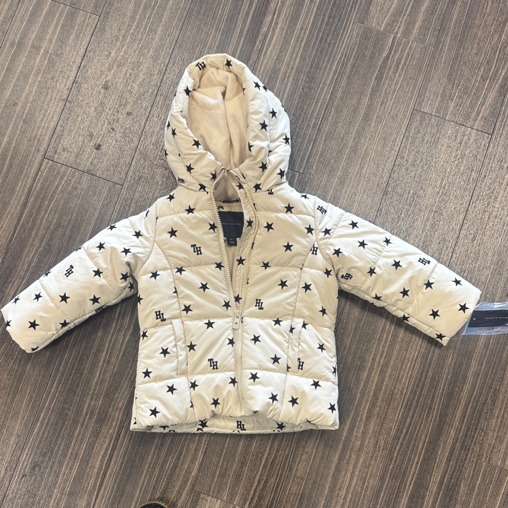 Tommy Hilfiger Cream Star Print Puffer Jacket